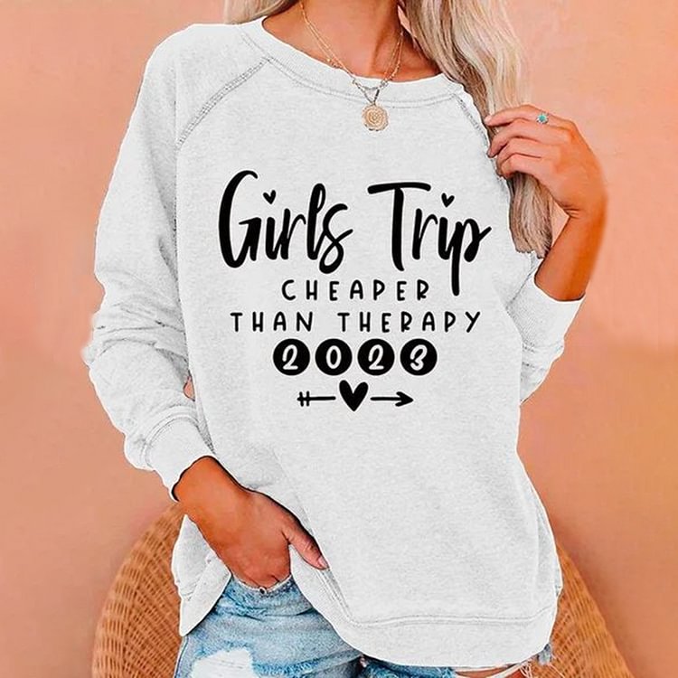 Comstylish Girls Trip 2023 Print Crew Neck Sweatshirt