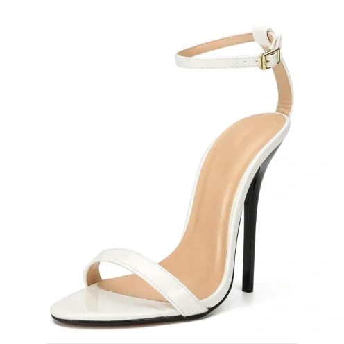 White Custom Ankle Strap Sandals Vdcoo