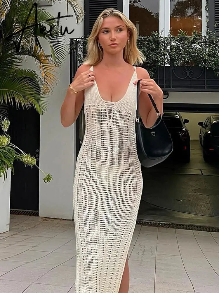 Women Summer Spaghetti Strap Hollowed-Out Lace Designer One Piece main image 0