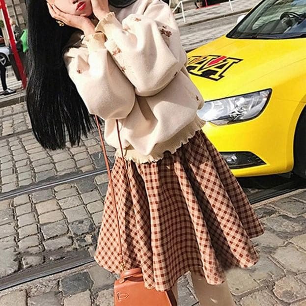 Sweet Floral Jumper/Plaid Skirt S12944