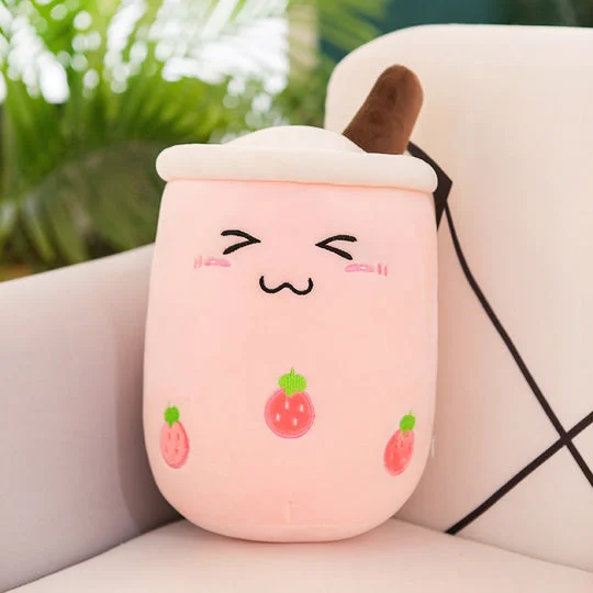 Cuteeeshop Pink Strawberry Boba Tea Plush Super Kawaii Plushies