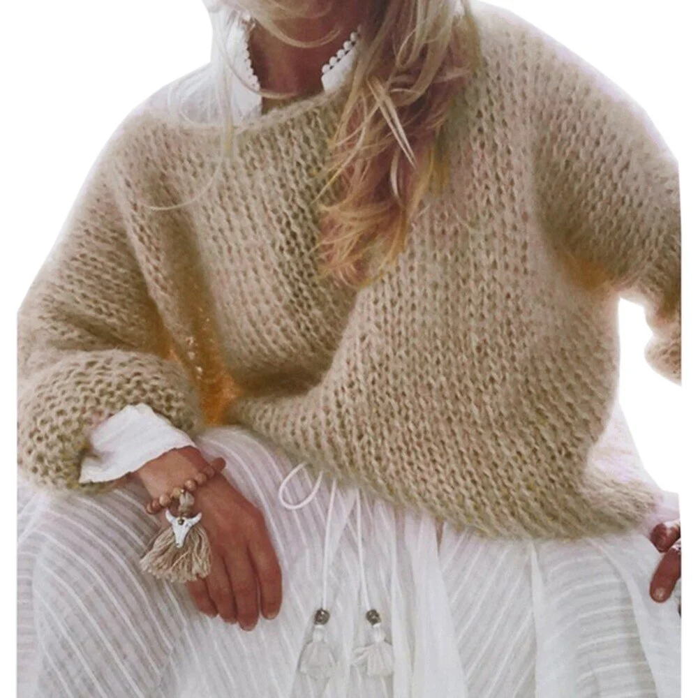 Winter Lantern Sleeve Female Pullover Ladies Oversized Jumper 2023 New Loose Autumn Knitted Sweaters Sweater Women Mohair