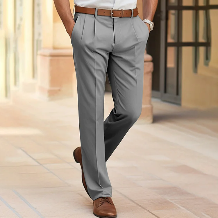 Men's Casual Business Solid Slant Pocket Suit Pants