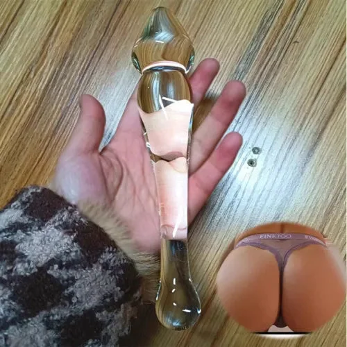 pornhint Pornhint 7.8 Inch Solid Glass Dildo Anal Butt Plug Women G-Spot Massager Wand Sex Toys