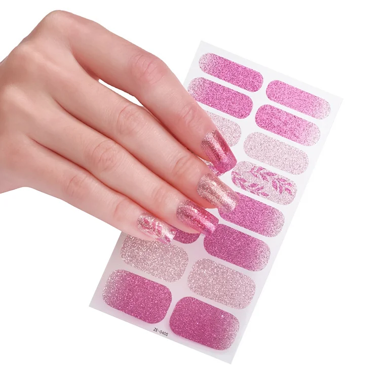 16 Strips Semi Cured Gel Nail Stickers UV Lamp Required Gel Nail Polish Wraps_ ecoleips_old