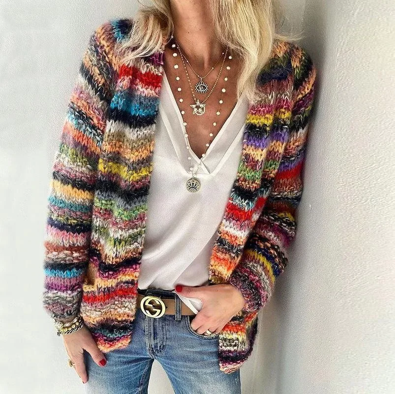 Sweater Knit Cardigan Thin Coat Loose Coat Female-JRSEE
