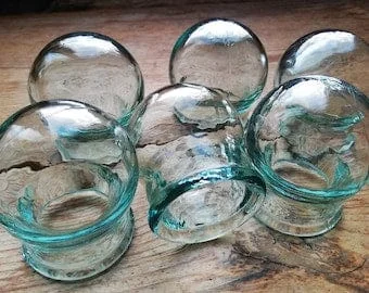 pornhint Pornhint Medical Fire Cupping Jars Set of 6 Green Vintage Medical Glass Cupping Soviet Medicine Chinese Medicine Small Vases Solid Glass Made in USSR