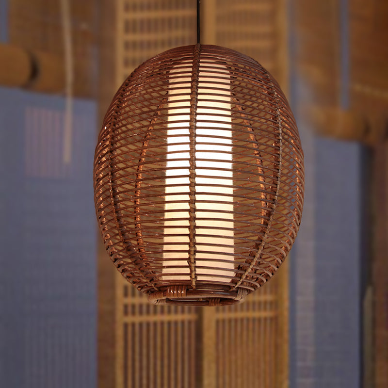Basket Bamboo Hanging Pendant Light Brown