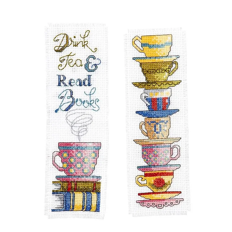 Bookmark - Cup 14CT 18*6CM Double Sided Counted Cross Stitch Bookmark
