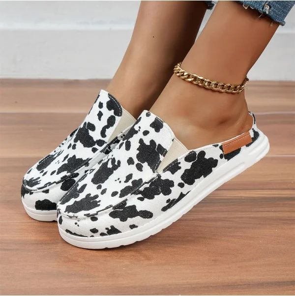 Casual Flat Round Toe Half Bag Slippers