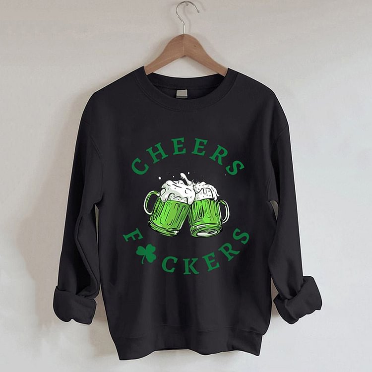 Comstylish Women's St. Patrick's Day Cheers Fuckers Casual Sweatshirt