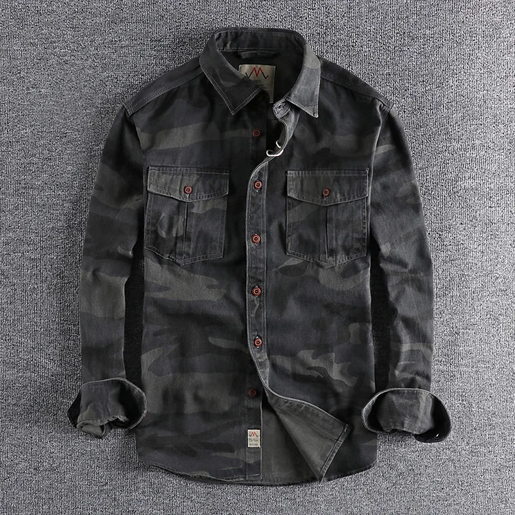 Broswear Men's Long Sleeve Camouflage Collar Street Causal Daily Shirts Jacket