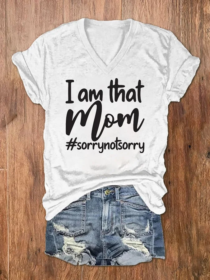 Women's I‘am That Mom Printed V-Neck T-Shirt socialshop