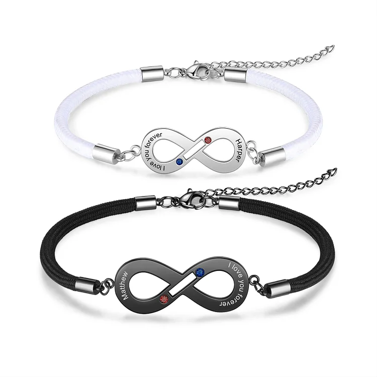 Valentine's Day Gifts 2024 Couple Infinity Bracelet Set with Birthstones