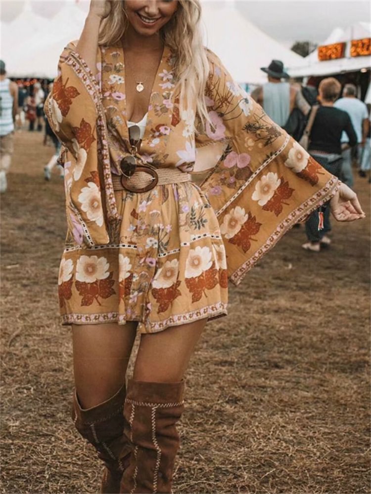 Boho Ethnic Floral Comfy Kimono