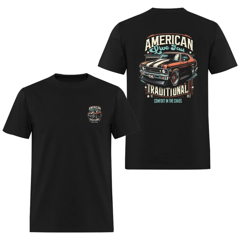 American Live Fast Printed Men's T-shirt - Devcarry