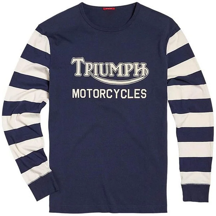 TIMSMEN American Letters Stripe Print Long Sleeve Casual T-Shirt
