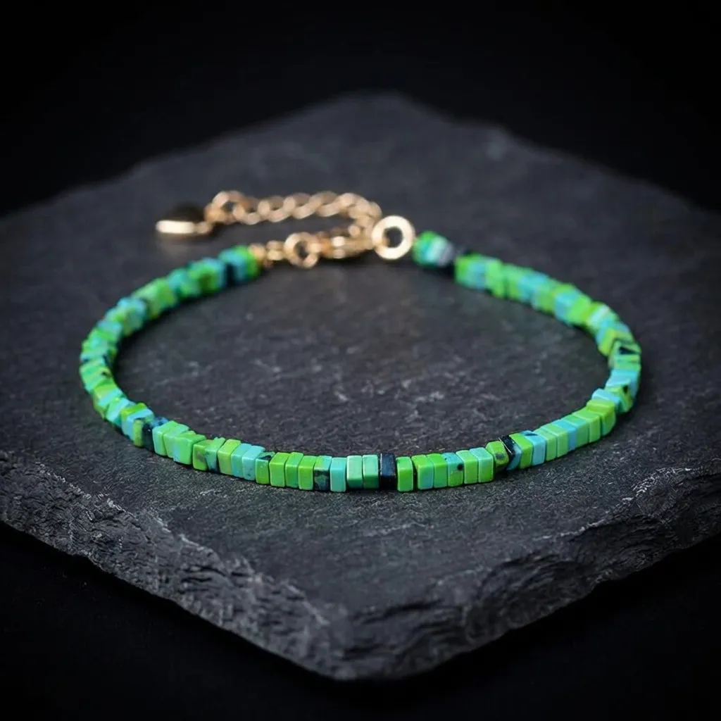 JiStones Verdant Essence Square Turquoise Bracelet Spring Sage