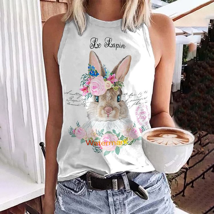 Easter Bunny Print Tank Top