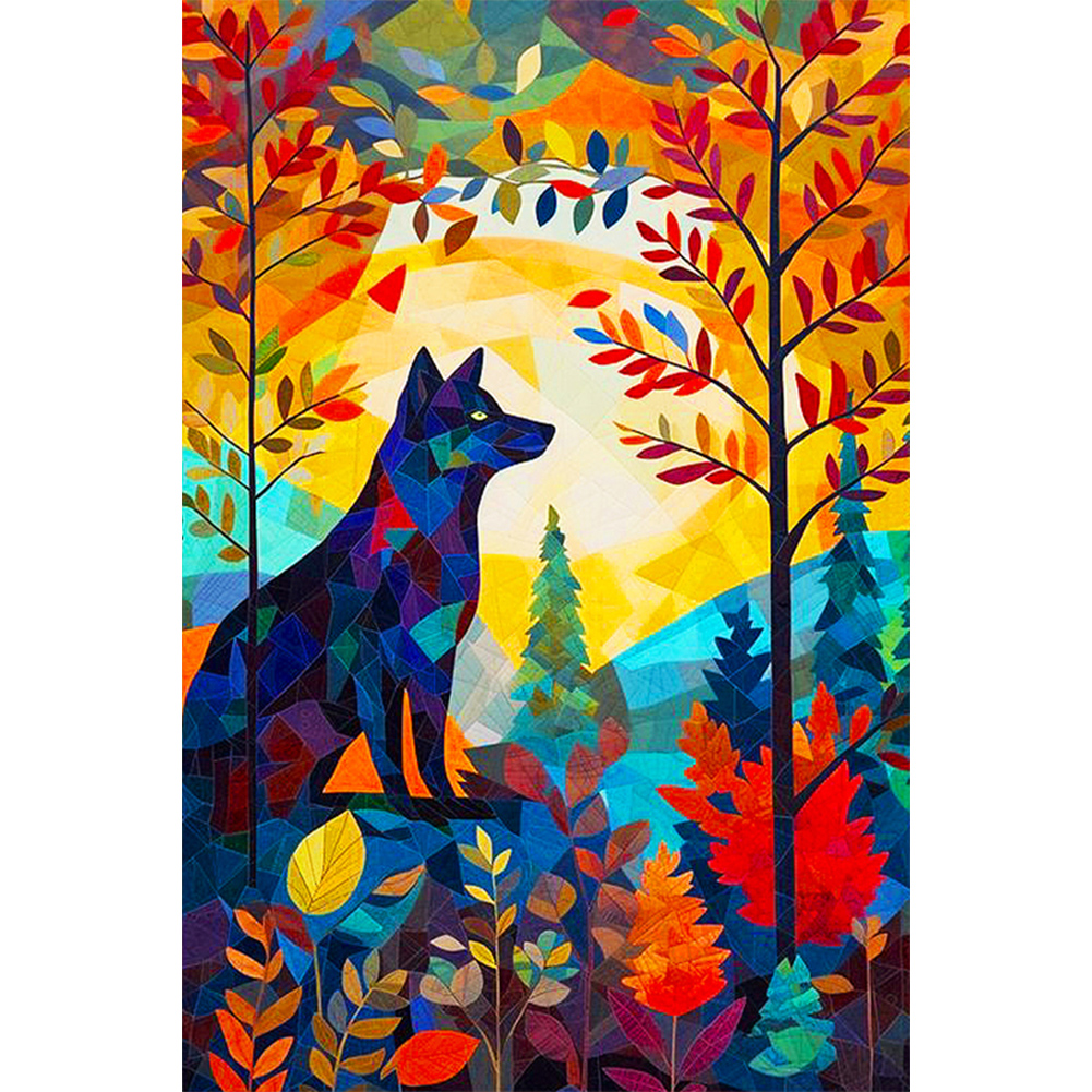 Crystal Art Colorful Wolf Diamond Painting