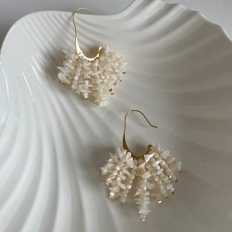 Mother-Of-Pearl Beaded Earrings Handmade Jewelry