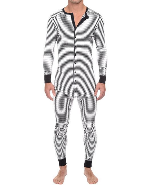 Casual Striped Print Long Sleeve Unitard Jumpsuit