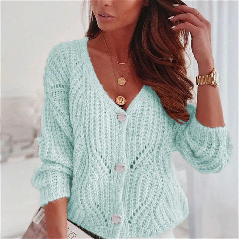 Solid Color Loose Casual Sweater Cardigan