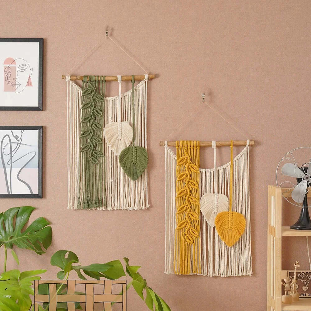 Hand-woven fringe wall hangings