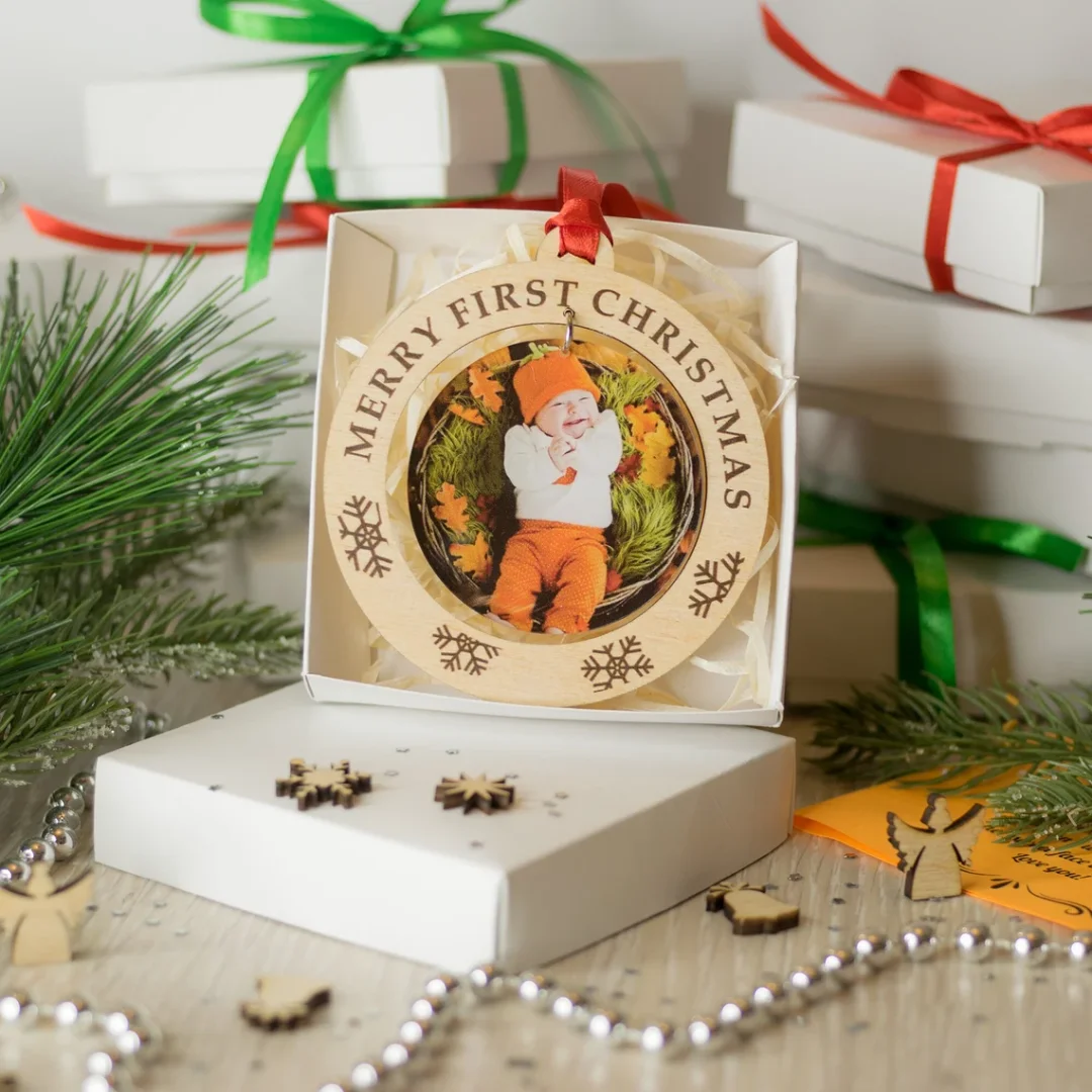 Baby's first Christmas ornament 2022photo ornament