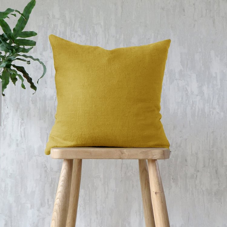 Orange Square 100% Flax Linen Pillowcases-ChouChouHome
