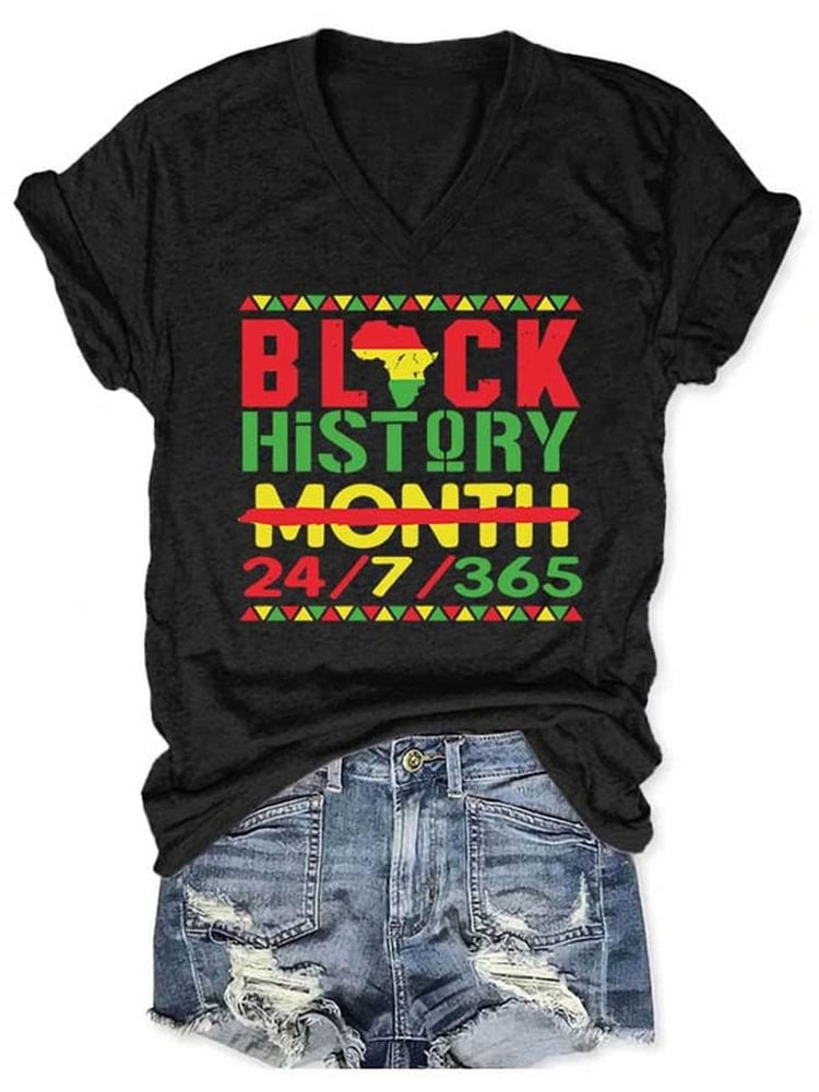 VChics Black History Month Africa Map Print T Shirt