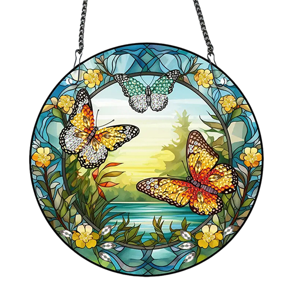 Acrylic Butterfly Single-Sided Diamond Painting Hanging Pendant (15*15cm)