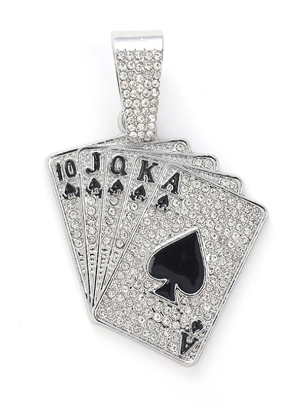 Men's Hip-Hop Rap Poker Card Pendant Vintage Necklace
