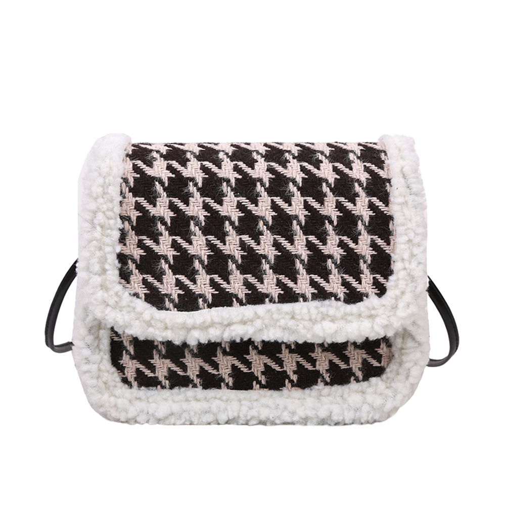 Retro Splicing Woollen Plush Messenger Purse Plaid Print Shoulder Bag, Brown, 501 Original
Retro Splicing Woollen Plush Messenger Purse Plaid Print Shoulder Bag, Brown, 501 Original