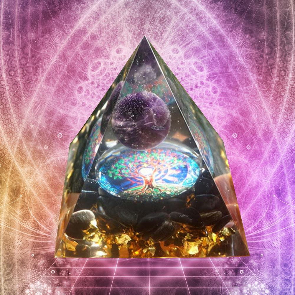 Natural Crystal Power Tower Orgonite Pyramid