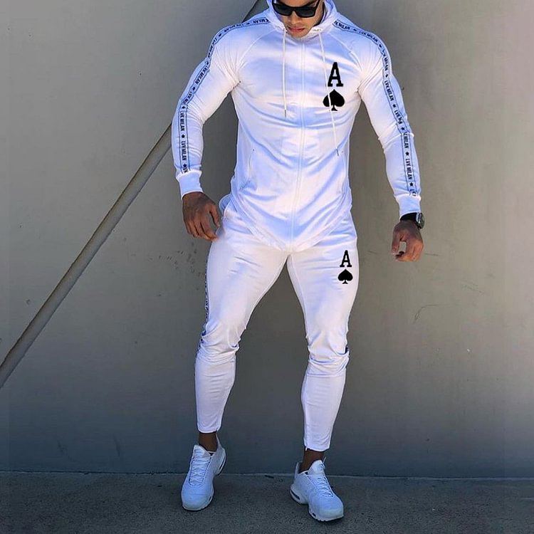 Mens Fashion Solid Color Sports Suit