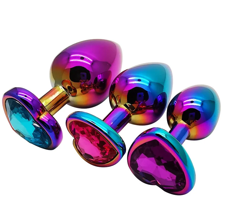 3 Sizes Colorful Heart-shaped Anal Plug - Rose Toy