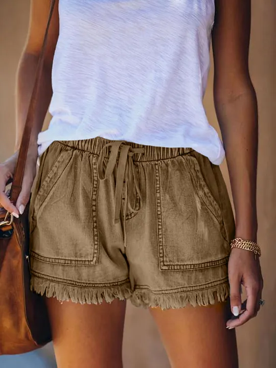 Spring Casual High-waisted Slimming Denim Shorts Women's Elastic Waist Midship Shape Control Fashion Trend