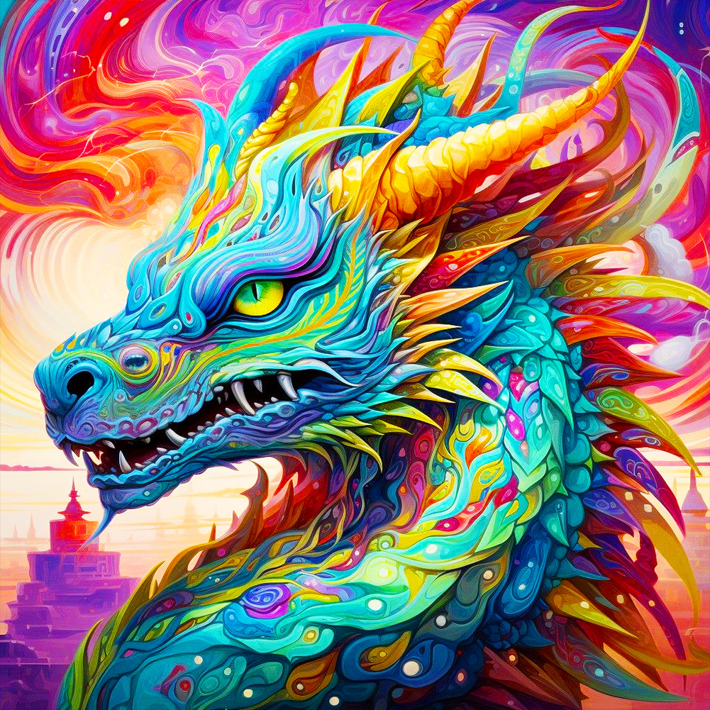 Dragon 30 30CM Canvas Full Round Drill Diamond Painting