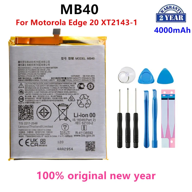 100% Original MB40 4000mAh Battery For  Motorola Edge 20 XT2143-1 Phone Batteries+Tools.