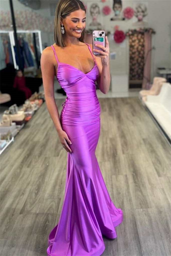Bellasprom Spaghetti-Straps Sweetheart Sleeveless Mermaid Prom Dress Strings Back Bellasprom