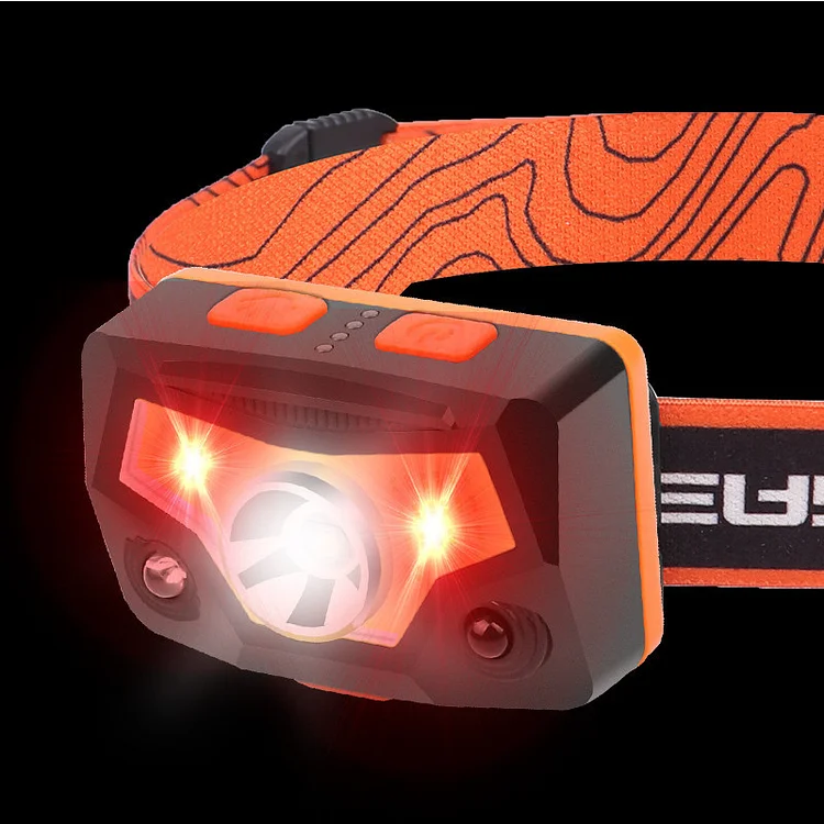 Headlamp LED USB Rechargeable Flashlight Hands-Free Headlight with Red Lights Power Indicator Magnet Outdoor