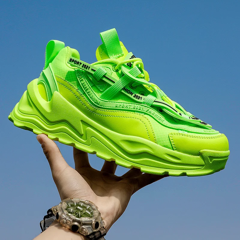 Fluorescent color daddy shoes running sports leisure platform shoes