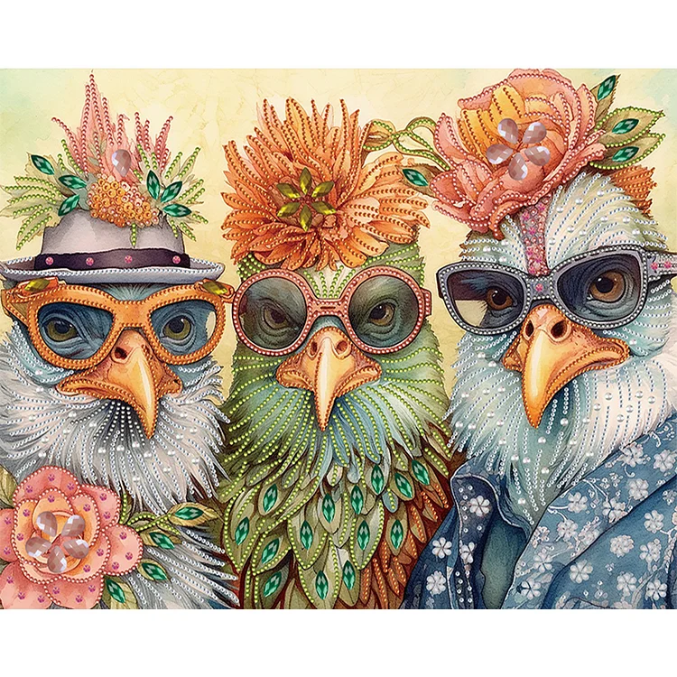 Three Cool Chickens 50*40cm (Canvas) Special Shaped Drill Diamond Painting gbfke
