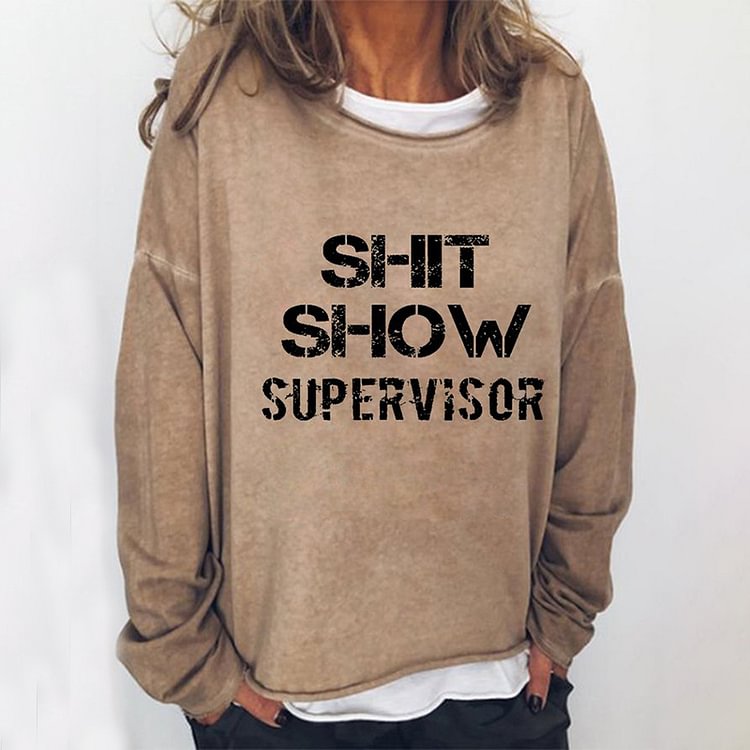 Comstylish Shit Show Supervisor Casual Round Neck Sweatshirt