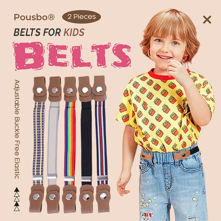  2 Pieces Adjustable Buckle Free Elastic Belts for Kids