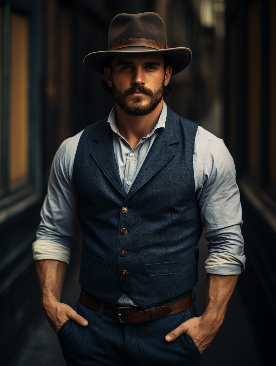 Navy Linen Vintage Gentlemen Vest