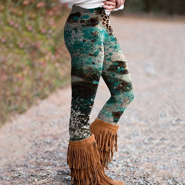VChics Vintage Western Leopard Print Casual Leggings