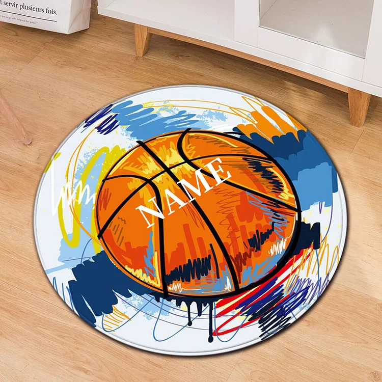 Personalized Kids Basketball Round Rug|R130
