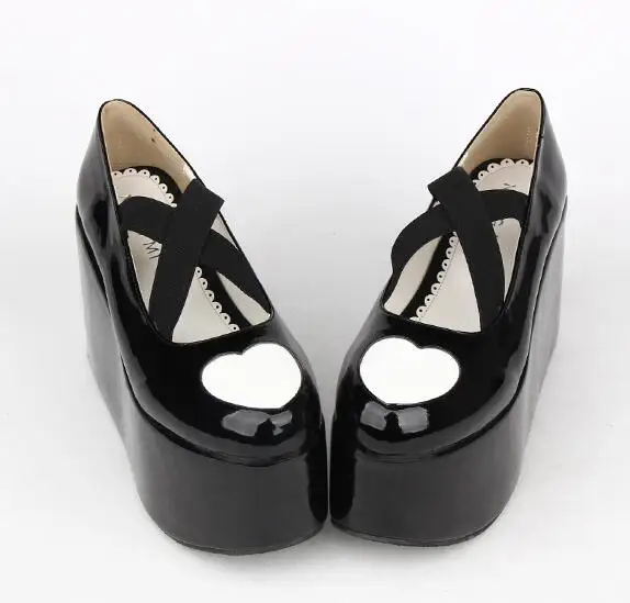 VCshoes Mori Girl Lolita Cosplay Shoes Lady High Thick Heels Pumps Wedges Trifle Platform Shoes Lovely Heart